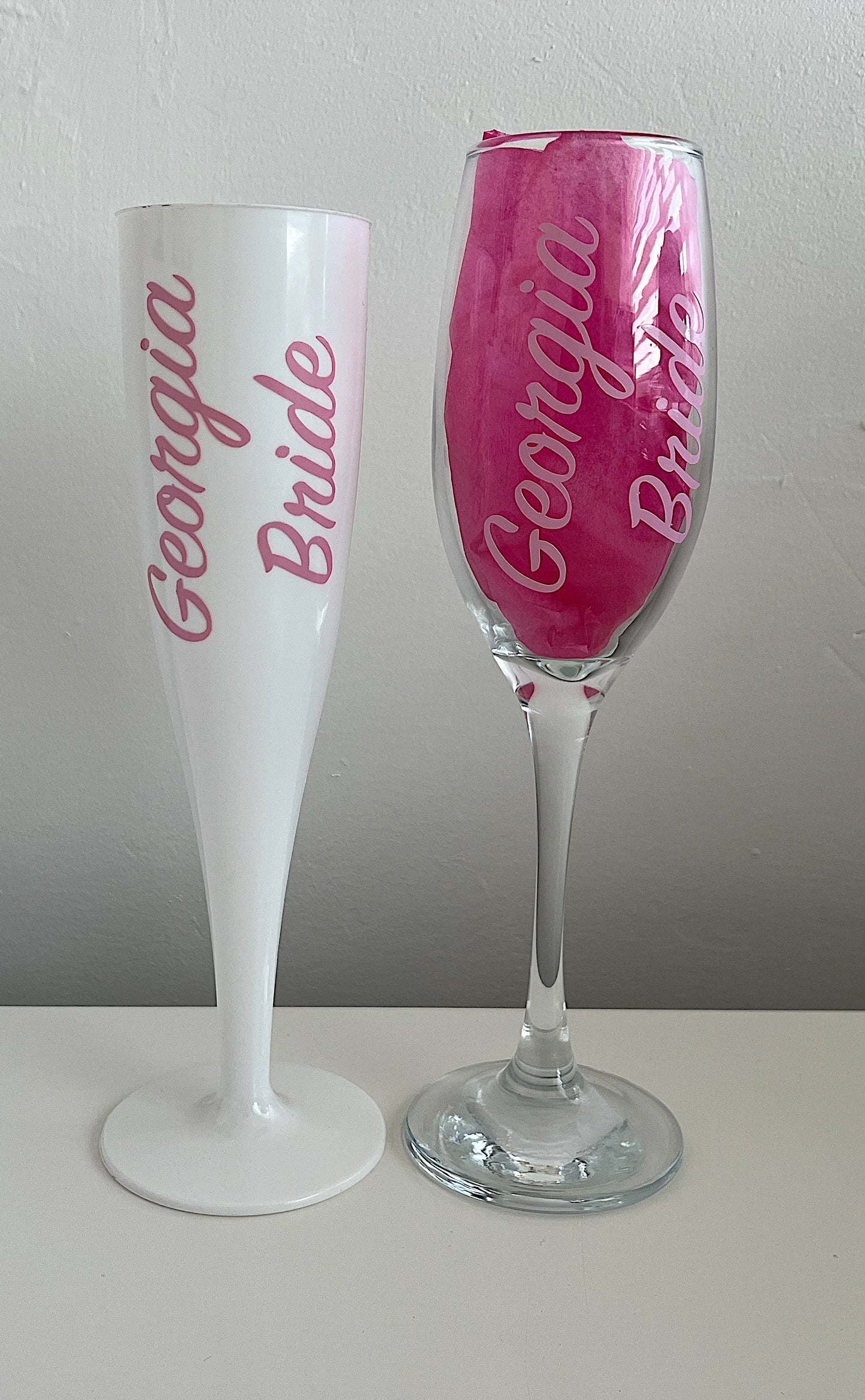 Personalised Vinyl Champagne / Prosecco flute / Plastic Flute