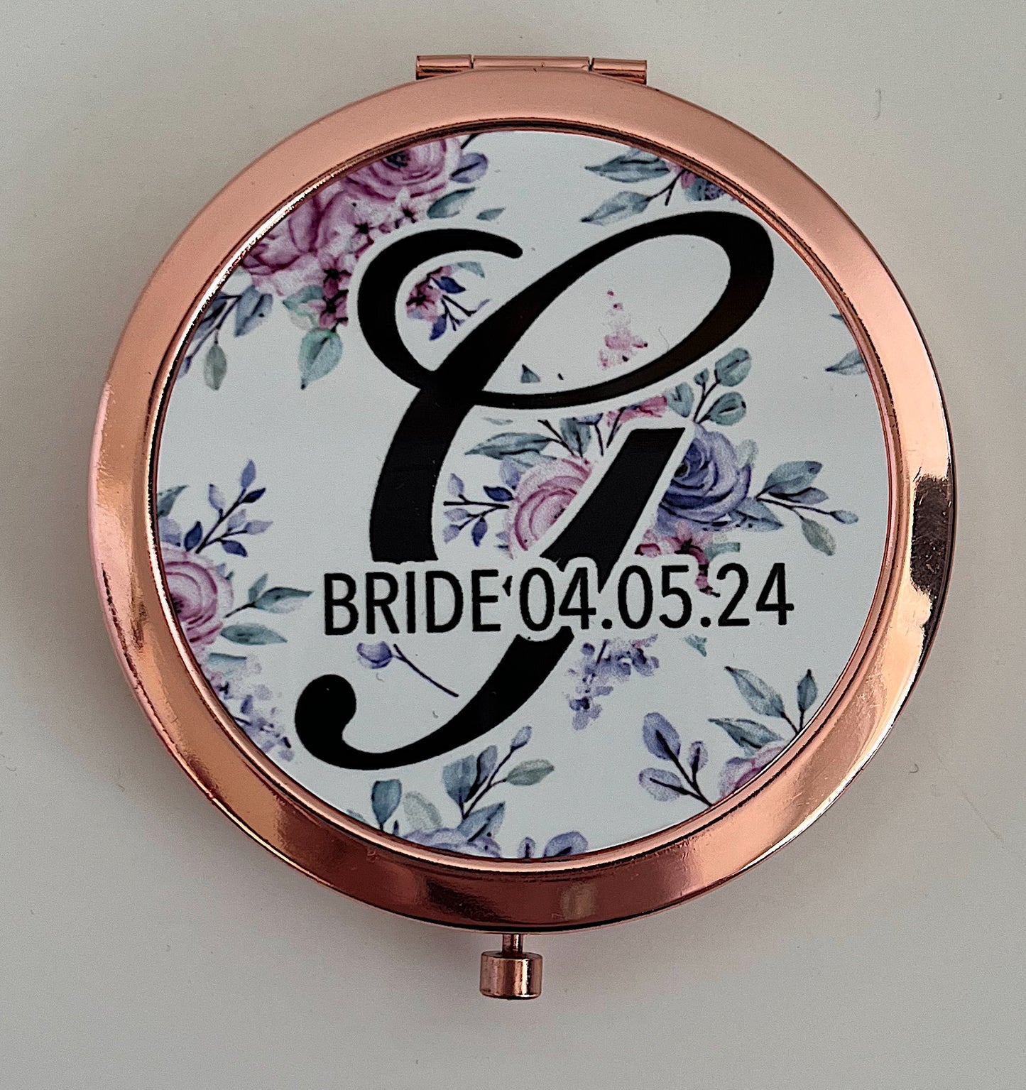 Rose gold compact mirror