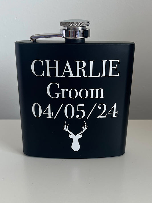 Personalised Black 6oz Flask