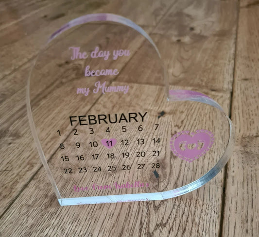 UV Printed Freestanding Heart Baby Date