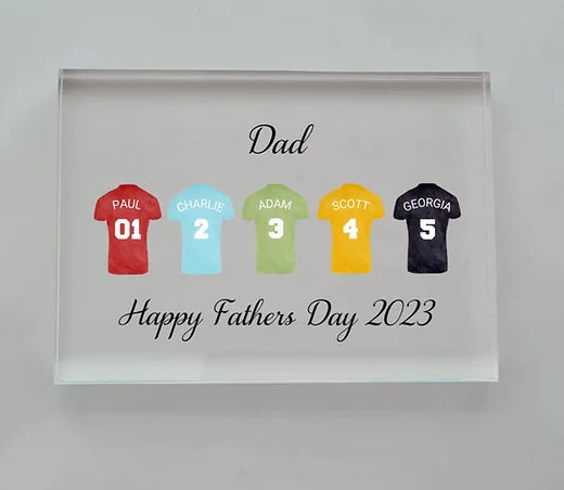 Personalised Football Shirts Acrylic Block UV Printed