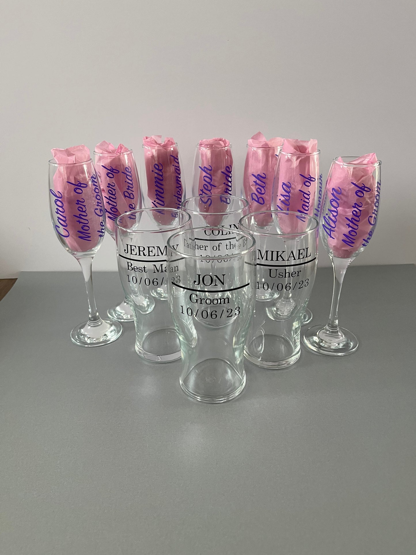 Personalised Vinyl Champagne / Prosecco flute / Plastic Flute